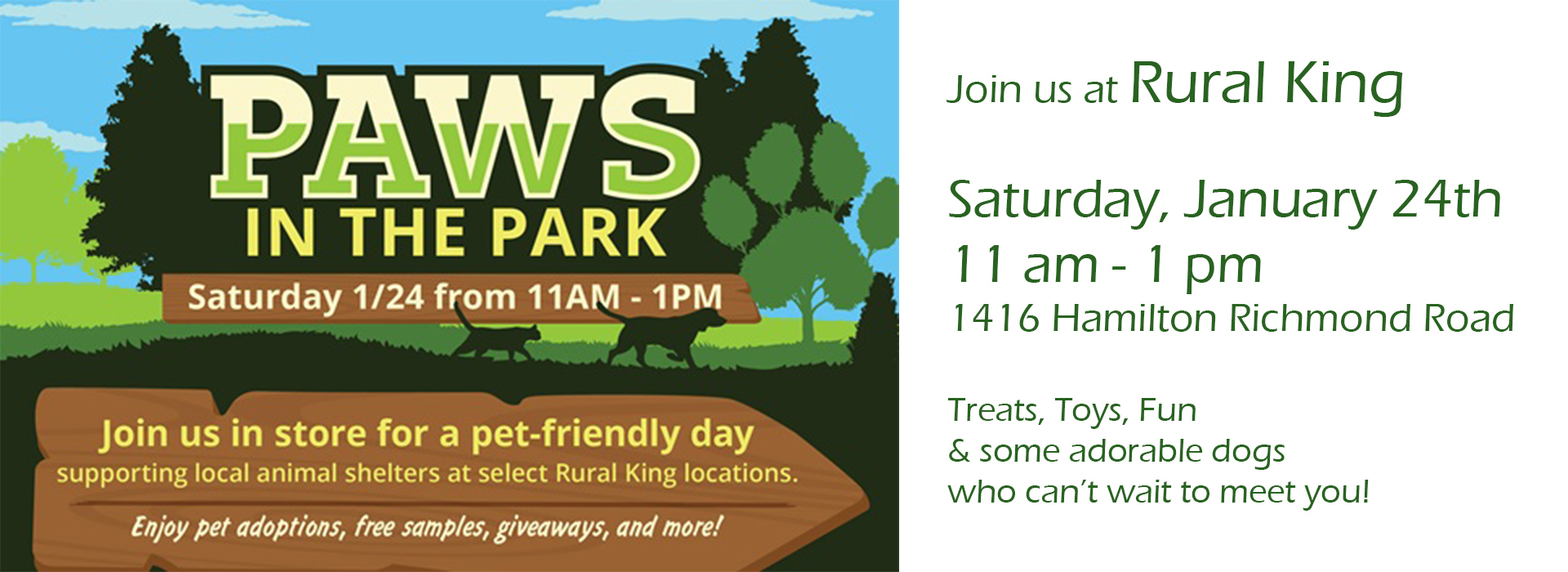 Paws in Park logo and silhouettes of animals